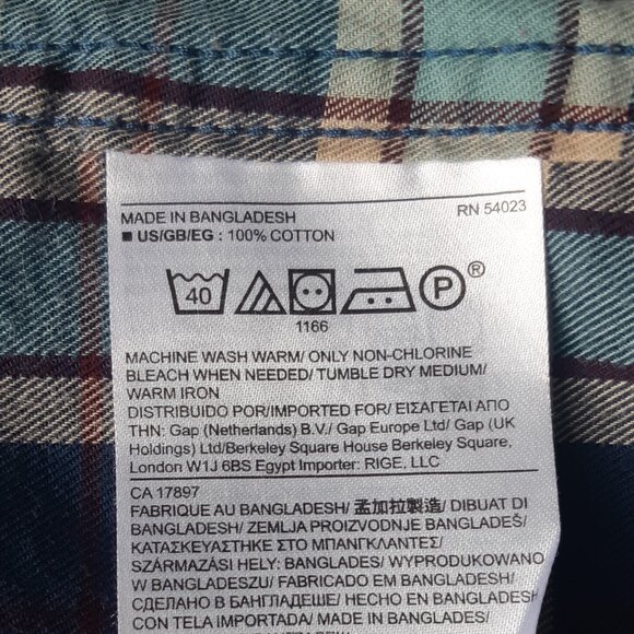 Banana Republic SZ M Lightweight Flannel Men's Blue Plaid Button Up Shirt - Picture 6 of 12